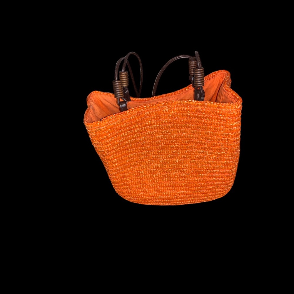 Wheat Straw Orange Bohemian Style Bucket Shoulder… - image 5